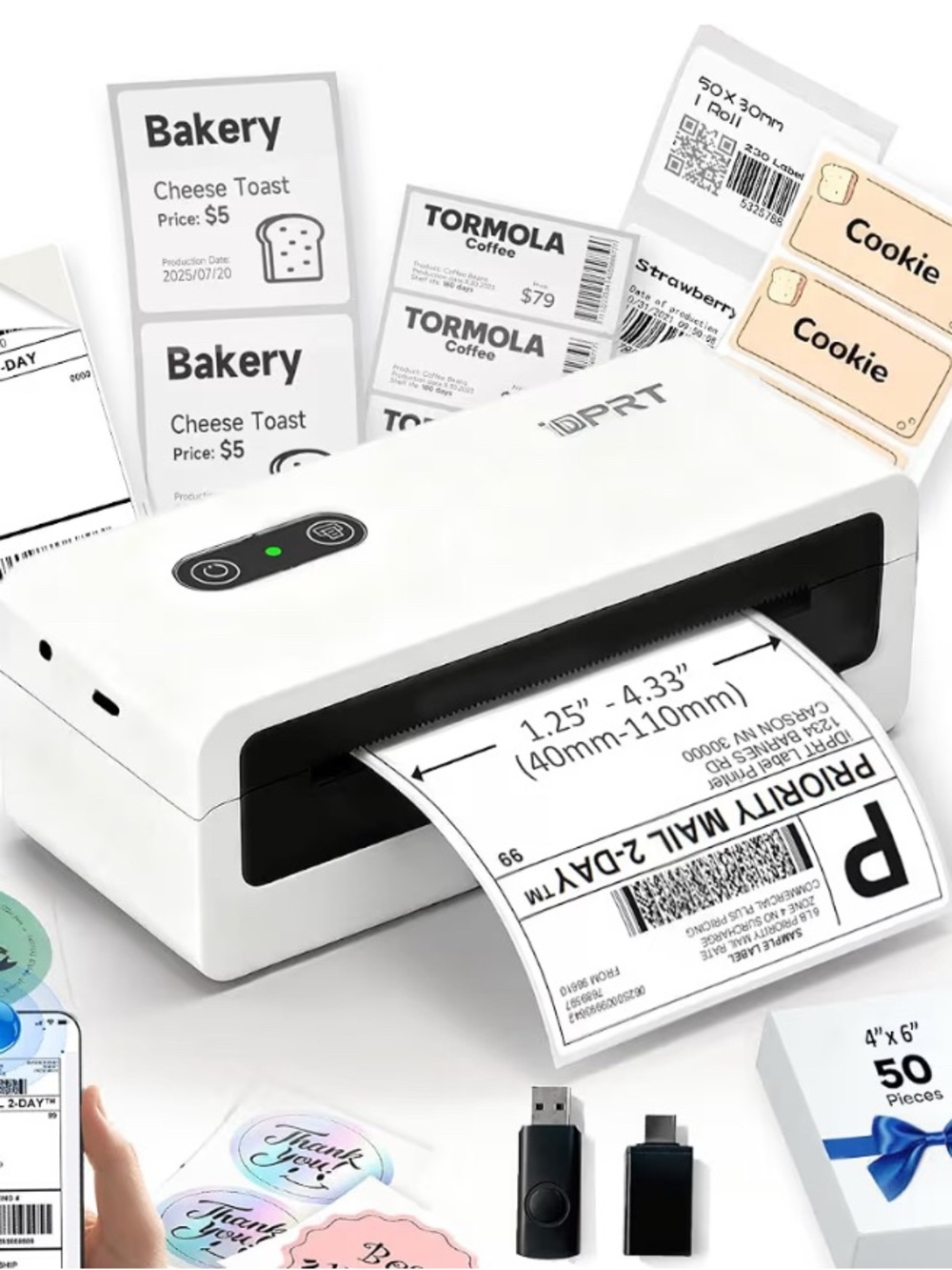 Source Unknown White and Black Portable Label Printer